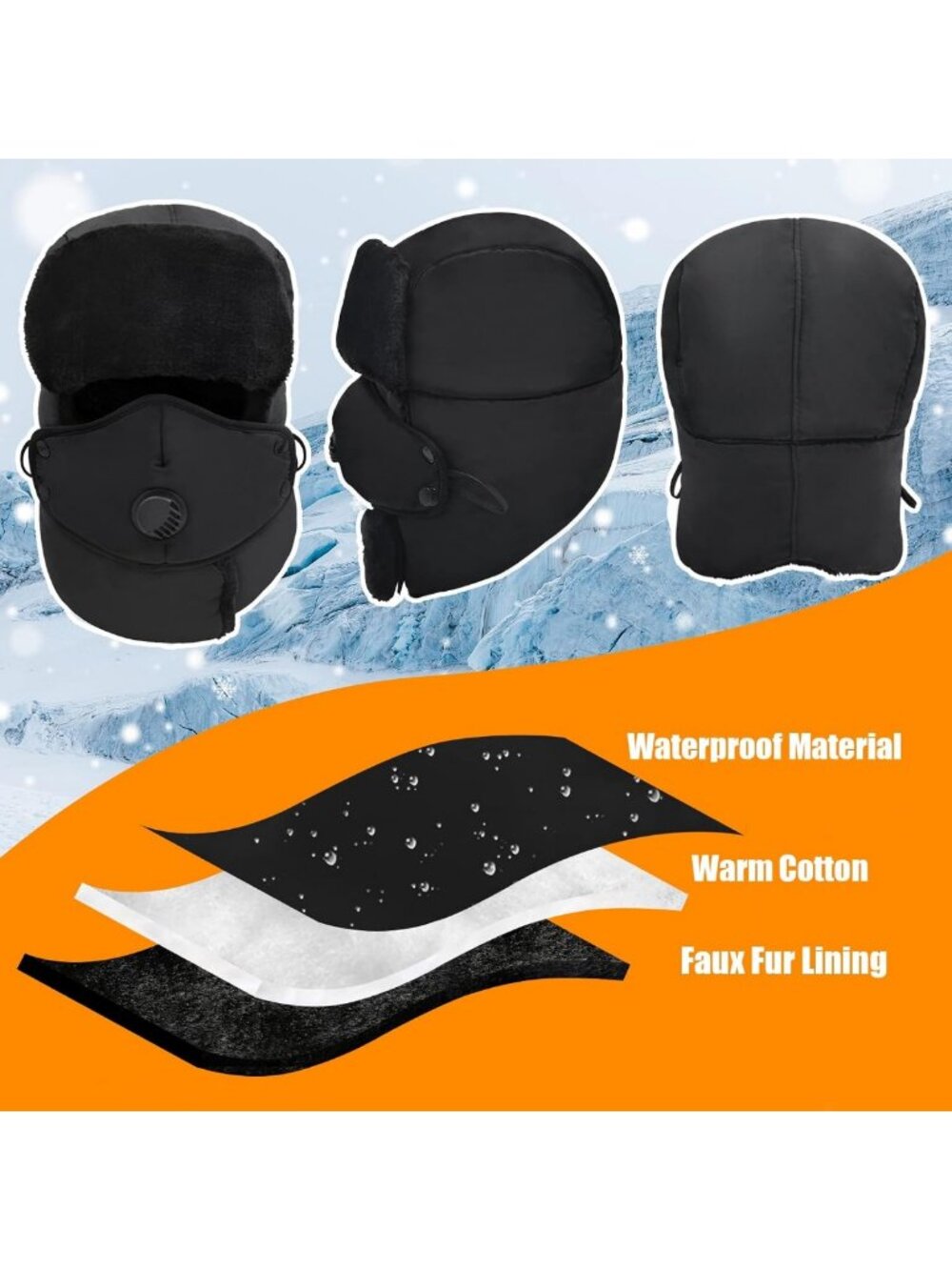 Cozy Winter Trapper Hat with Ear Flaps | Windproof Aviator Hat for Cold Weather - Picture 4 of 6